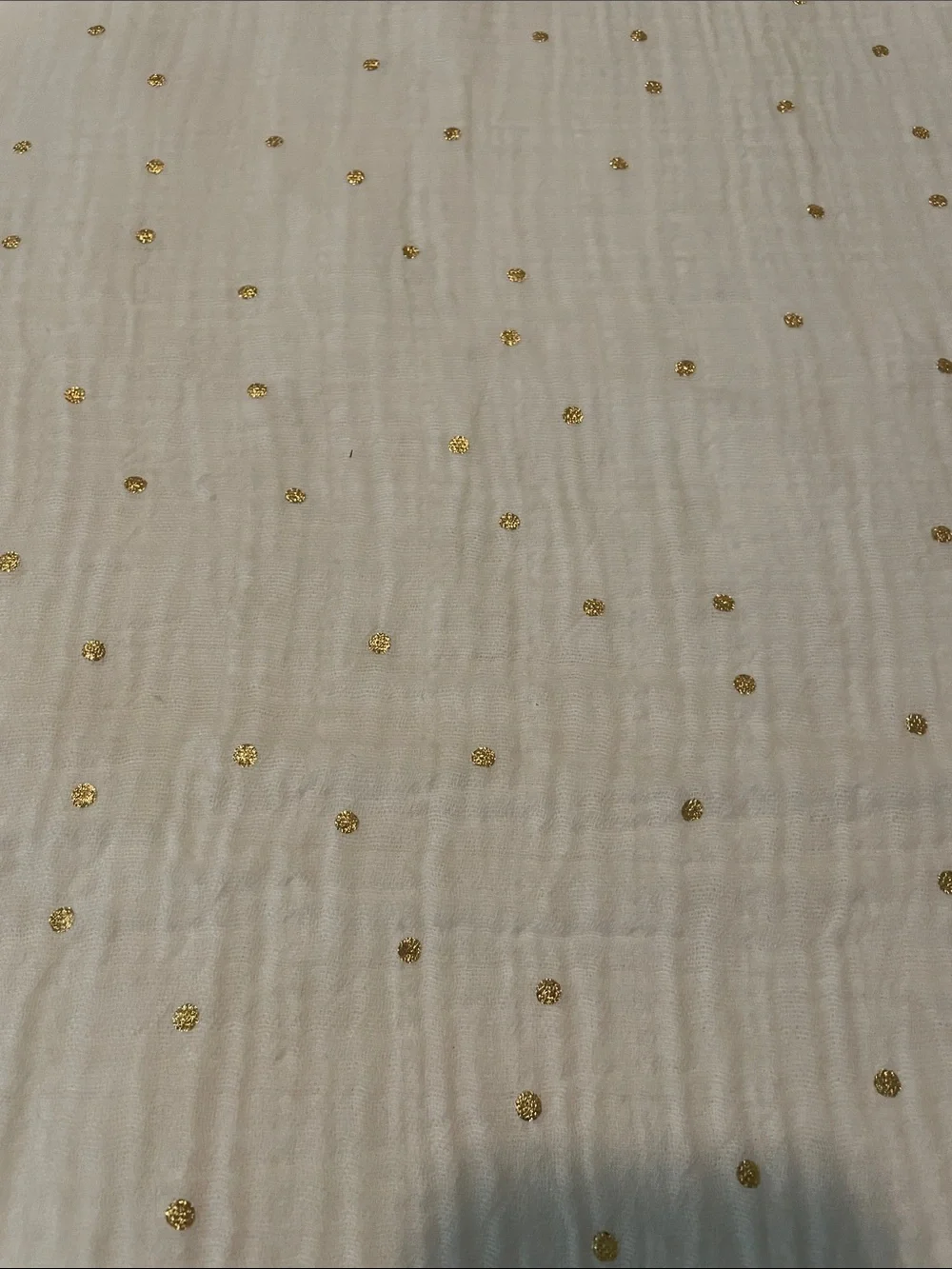 Ava & Aiden White Throw with Gold Dot Accents